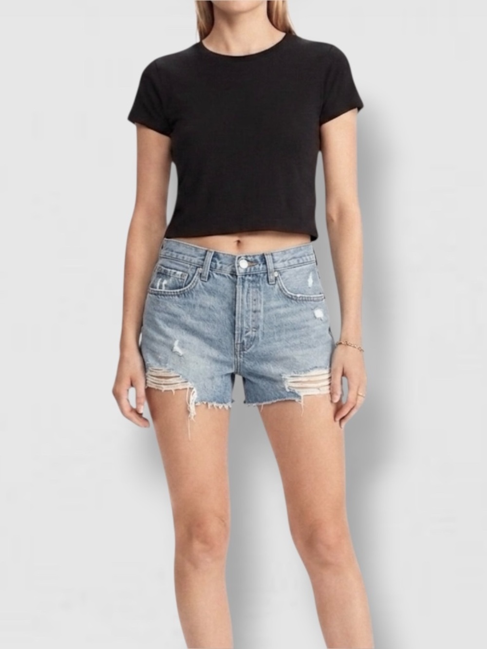 Free People Destroyed Jean Shorts 27 New